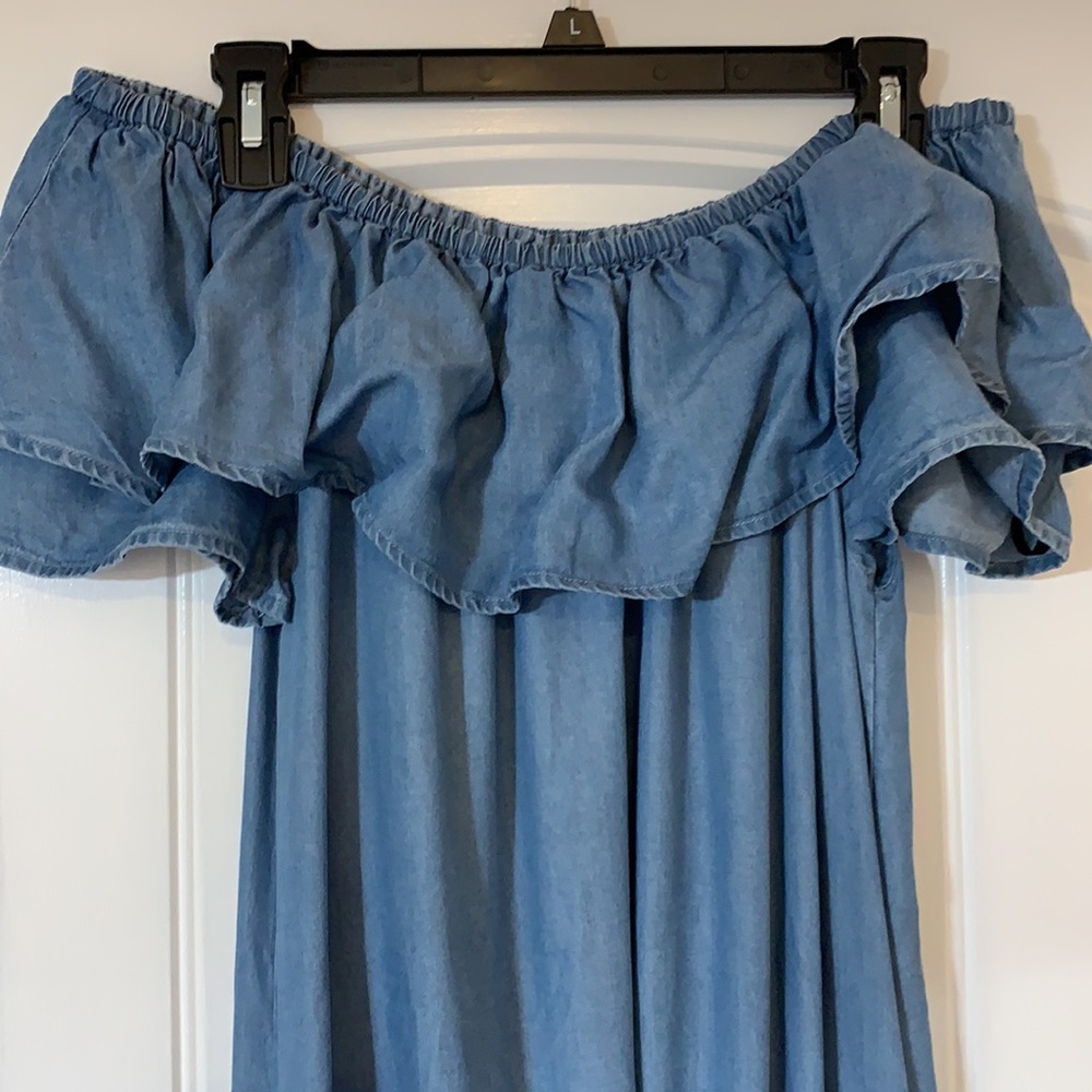Denim Ruffle Dress - Picture 2 of 3